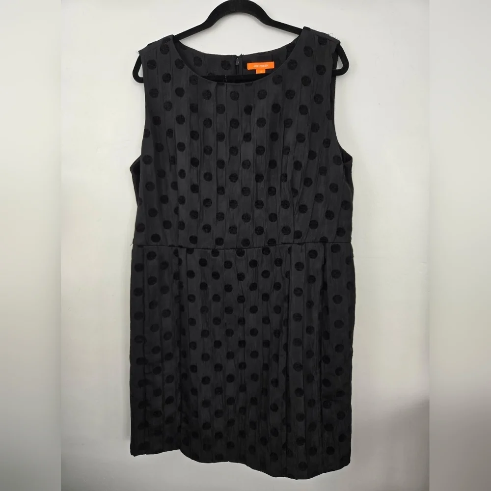 Joe Fresh Black sleeveless polka dot textured career dress. Size 16. New.